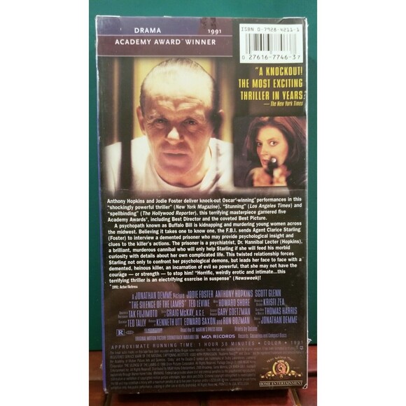 The Silence of the Lambs Jodi Foster Anthony Hopkins VHS 1999 - Picture 2 of 2